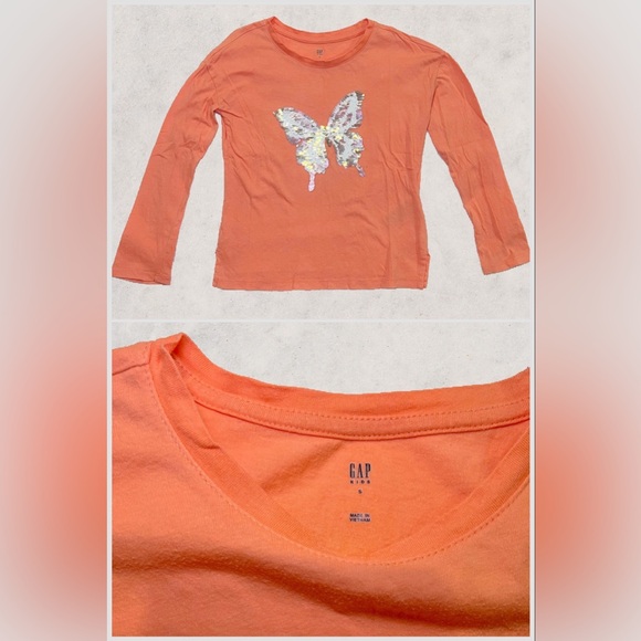 GAP Kids Girl's Set of Flippy Sequin Long Sleeve Shirts- Size Small - Picture 7 of 8